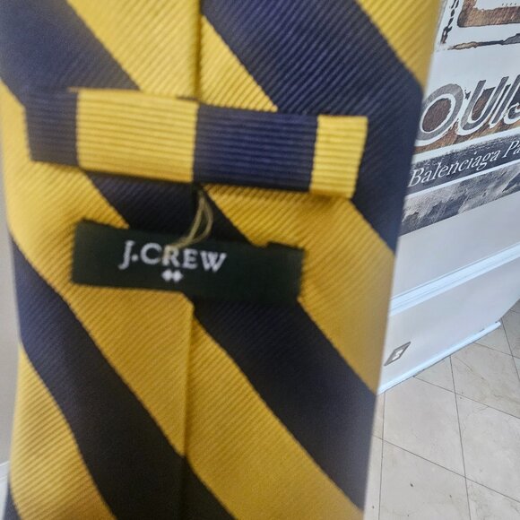 J. Crew Blue and Yellow Striped Silk Tie - Picture 2 of 2